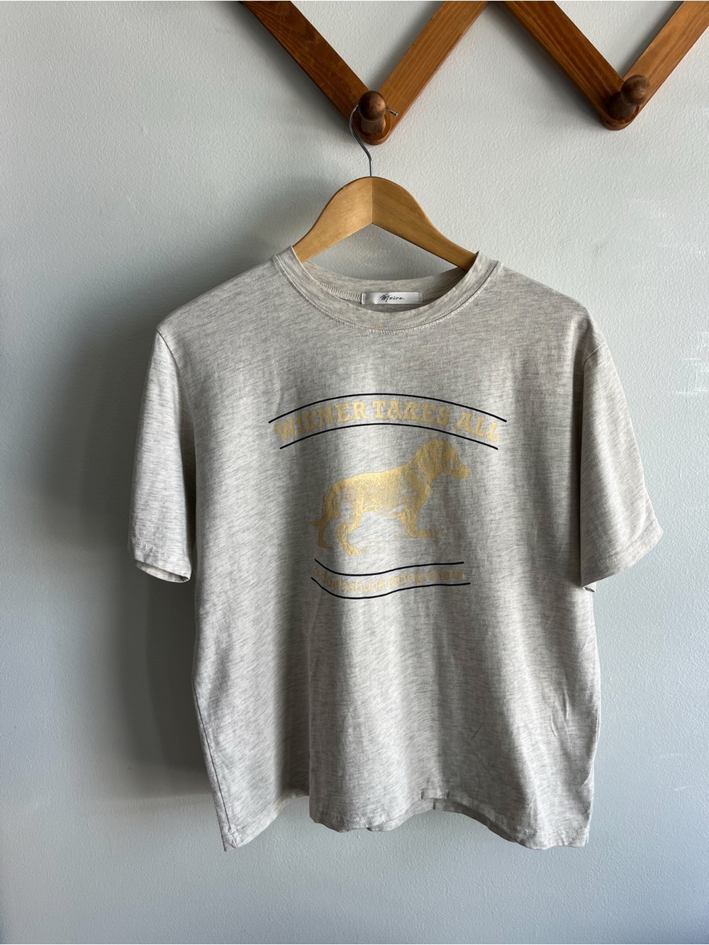 Heather Gray Graphic Tee “Weiner Takes All Dachsund” Dog Print